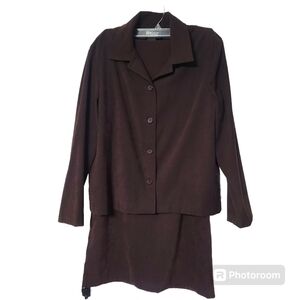 Briggs Chocolate Brown 2 Piece Maxi Skirt And Button Down Blazer Jacket Set L